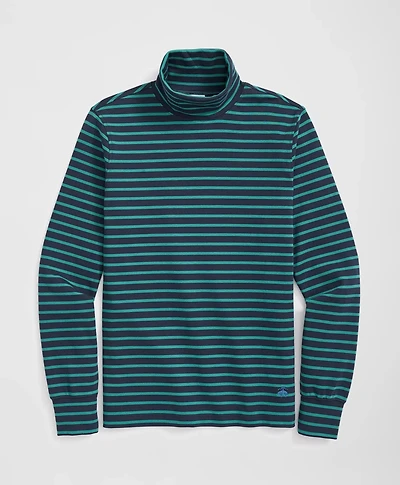 Cotton Blend Striped Turtleneck