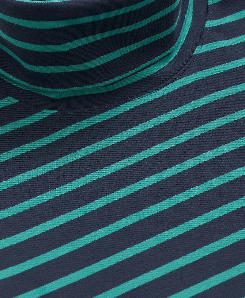 Cotton Blend Striped Turtleneck