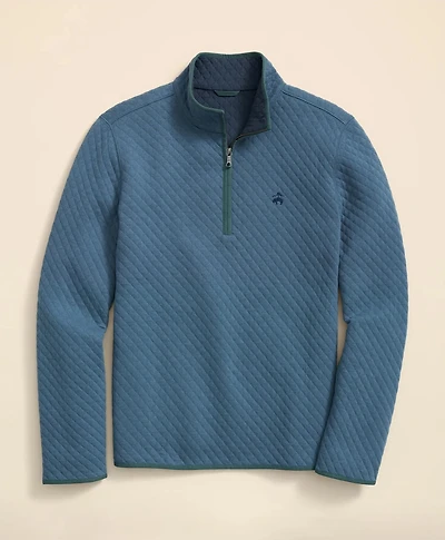 Diamond-Quilted Half-Zip Cotton Blend