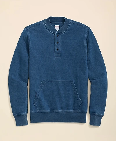 Cotton Blend Baseball Collar Sweatshirt