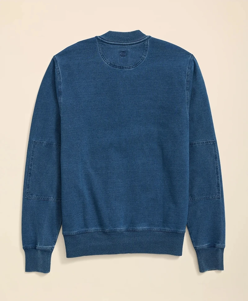 Cotton Blend Baseball Collar Sweatshirt