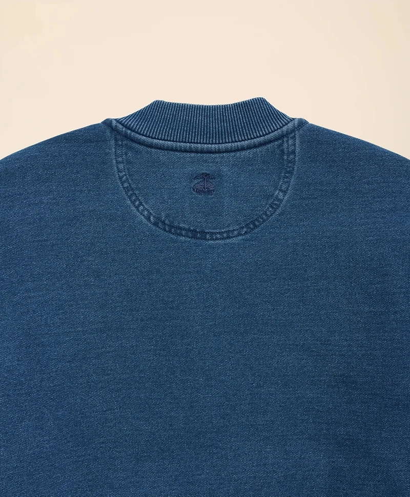 Cotton Blend Baseball Collar Sweatshirt