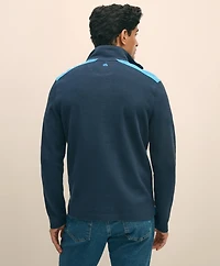 Double Faced Cotton Blend Pique Half-Zip