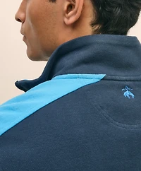 Double Faced Cotton Blend Pique Half-Zip
