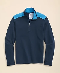 Double Faced Cotton Blend Pique Half-Zip