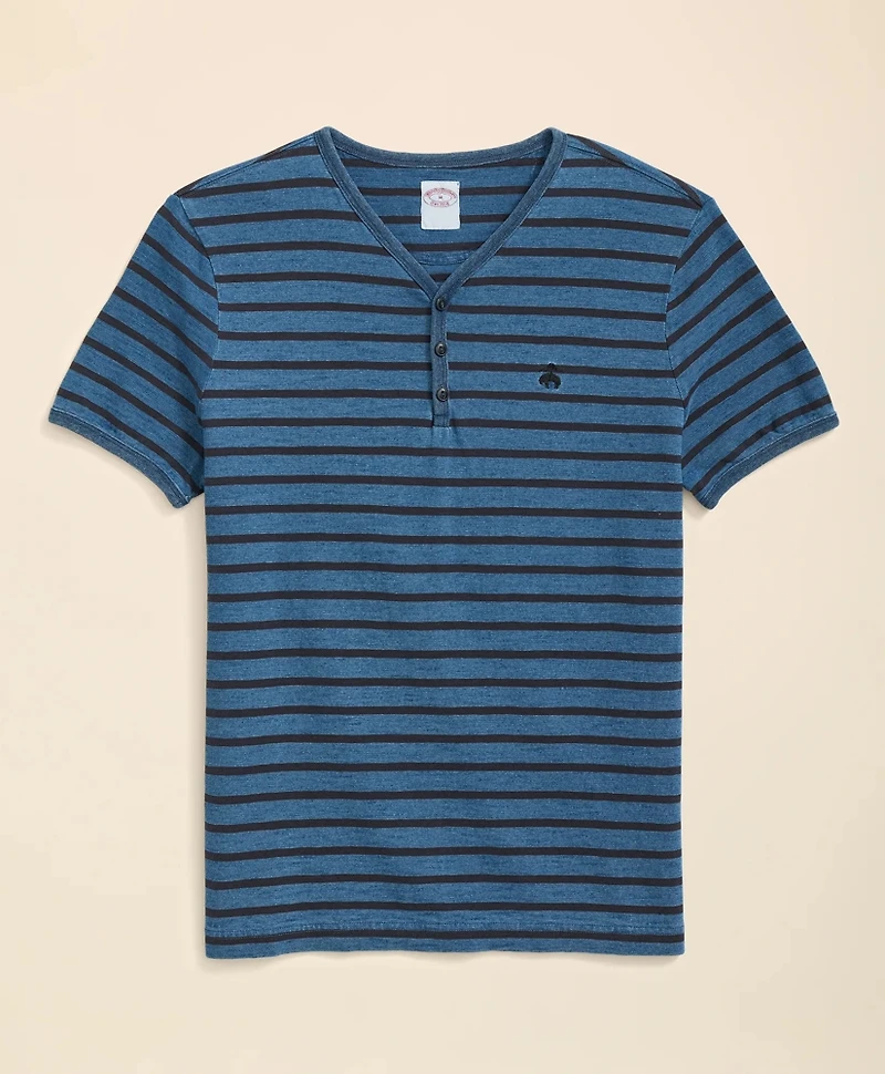 Cotton Stripe 3-Button T-Shirt