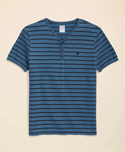 Cotton Stripe 3-Button T-Shirt