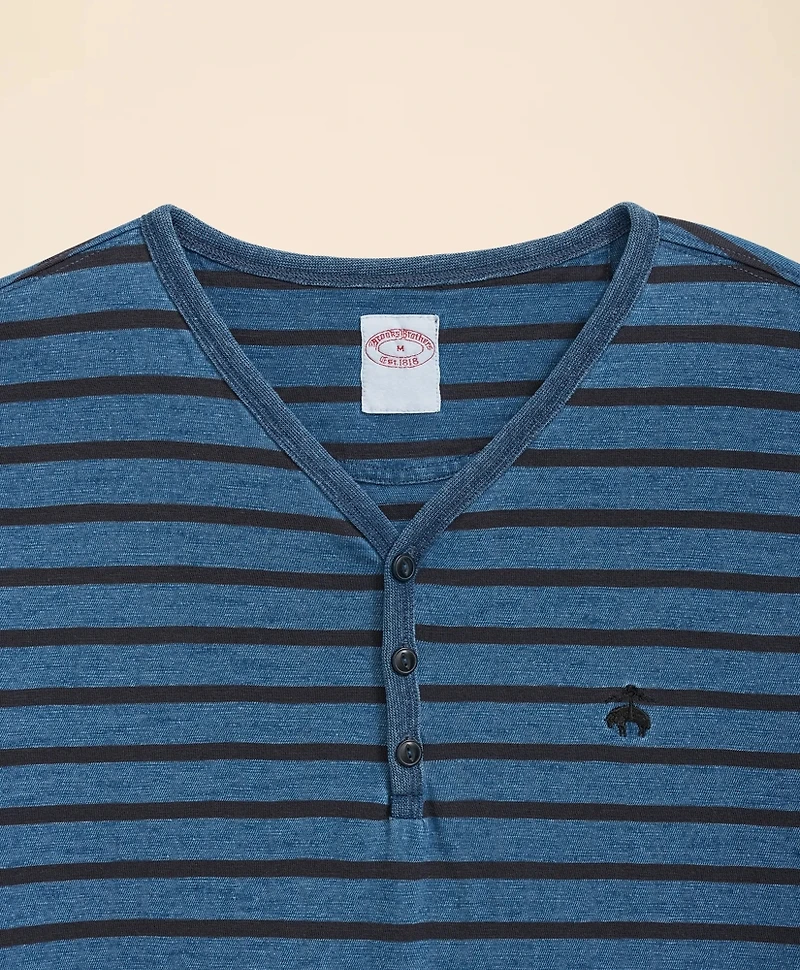 Cotton Stripe 3-Button T-Shirt