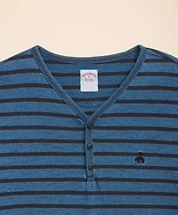 Cotton Stripe 3-Button T-Shirt