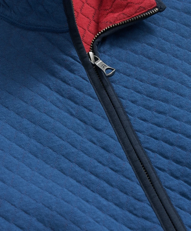 Cotton-Blend Diamond-Quilted Full-Zip Vest