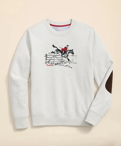 French Terry Embroidered Horse Motif Sweatshirt