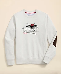 French Terry Embroidered Horse Motif Sweatshirt