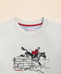 French Terry Embroidered Horse Motif Sweatshirt
