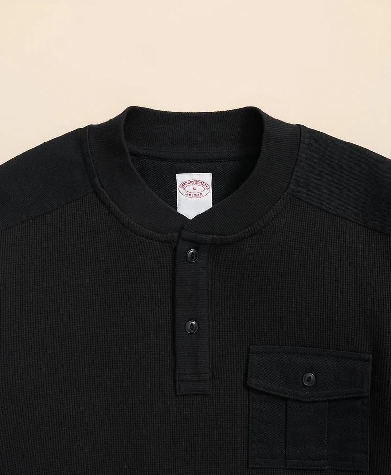 Cotton-Wool Blend Waffle Knit Henley