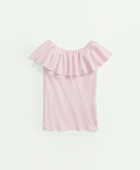 Girls Sleeveless Ruffle-Neck Top