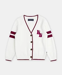 Girls Cotton Jacquard Varsity Cardigan