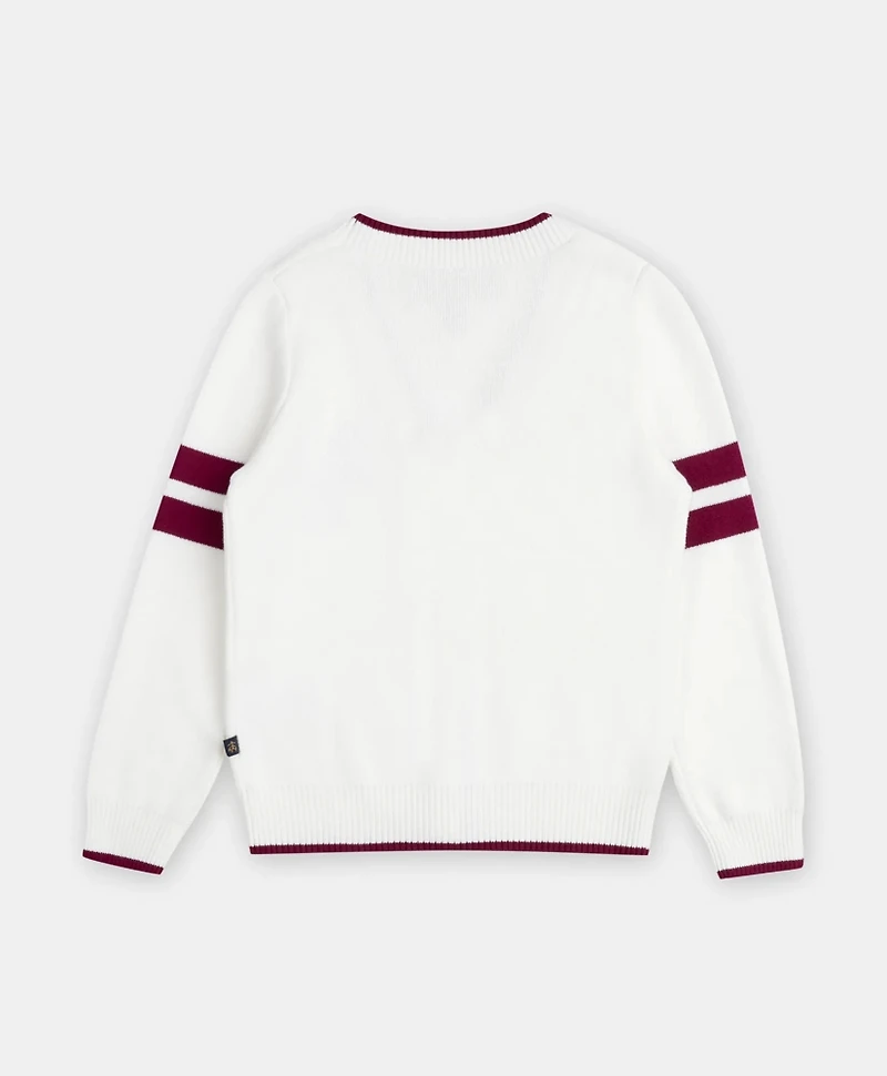 Girls Cotton Jacquard Varsity Cardigan