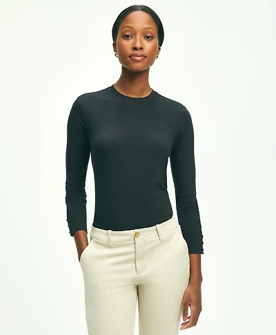 Cotton Long Sleeved Crewneck Top