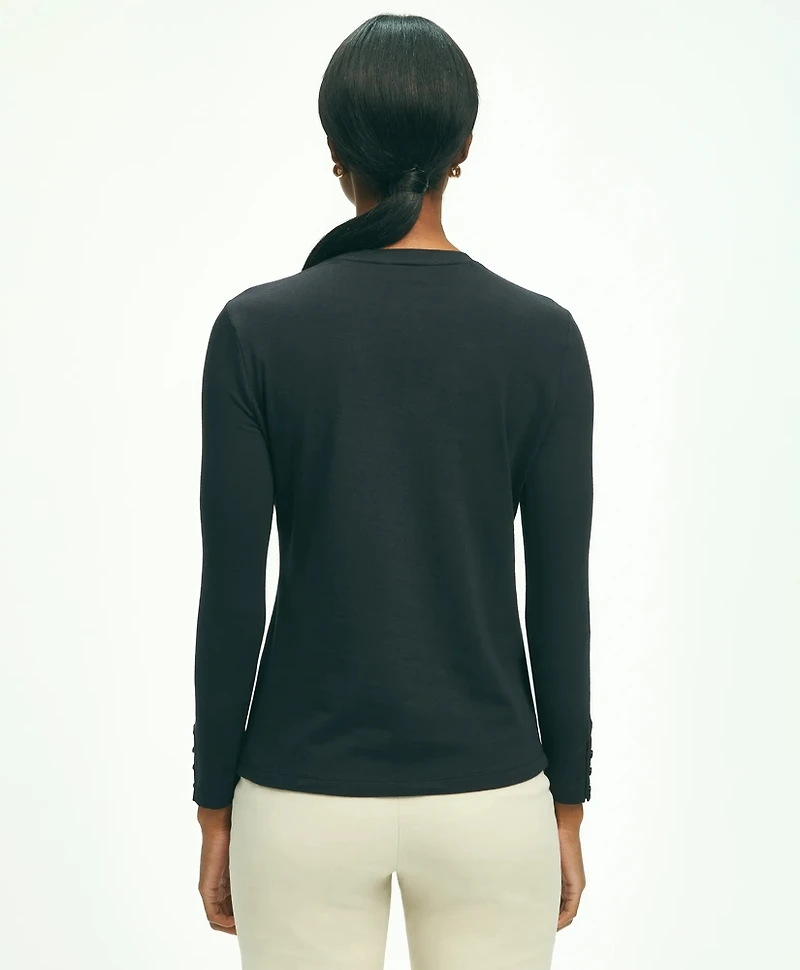 Cotton Long Sleeved Crewneck Top