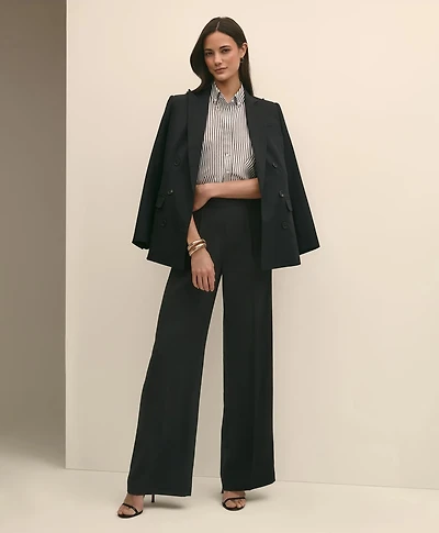 Easy Fit, Elastic Back Crepe Wide-Leg Pants