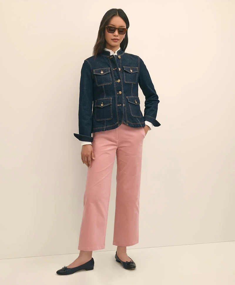 Cotton Corduroy Wide Leg Cropped Pants