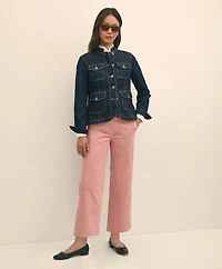 Cotton Corduroy Wide Leg Cropped Pants