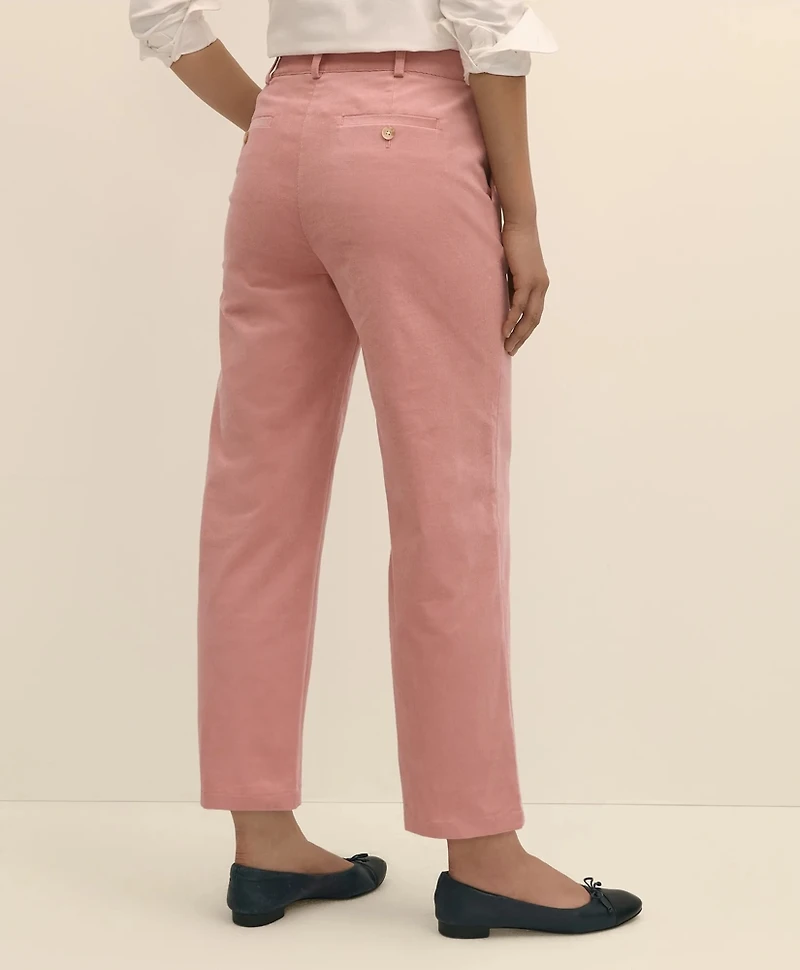 Cotton Corduroy Wide Leg Cropped Pants