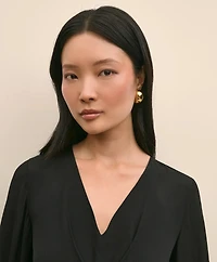 Crepe V-Neck Peplum Blouse