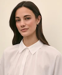 Cotton Dobby Relaxed Dolman-Sleeve Shirt