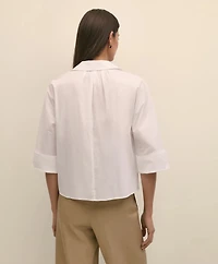 Cotton Dobby Relaxed Dolman-Sleeve Shirt
