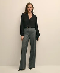 Crepe Open V-Neck Blouse