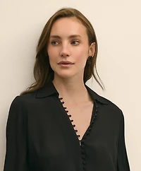 Crepe Open V-Neck Blouse