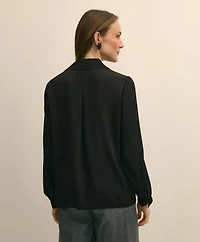 Crepe Open V-Neck Blouse