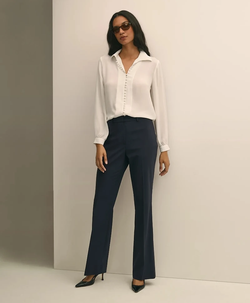 Crepe Open V-Neck Blouse