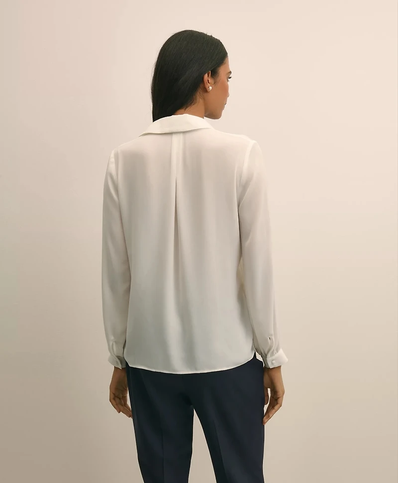 Crepe Open V-Neck Blouse