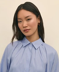 Relaxed Cotton Dobby Shirt With Wide Sleeves