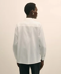 Cotton Sateen Relaxed Lace-Bib Shirt