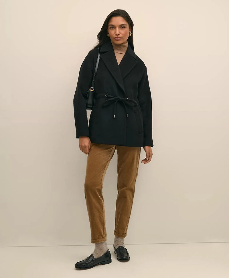 Wool Blend Double-Faced Drawcord Waist Coat