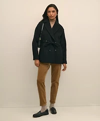 Wool Blend Double-Faced Drawcord Waist Coat