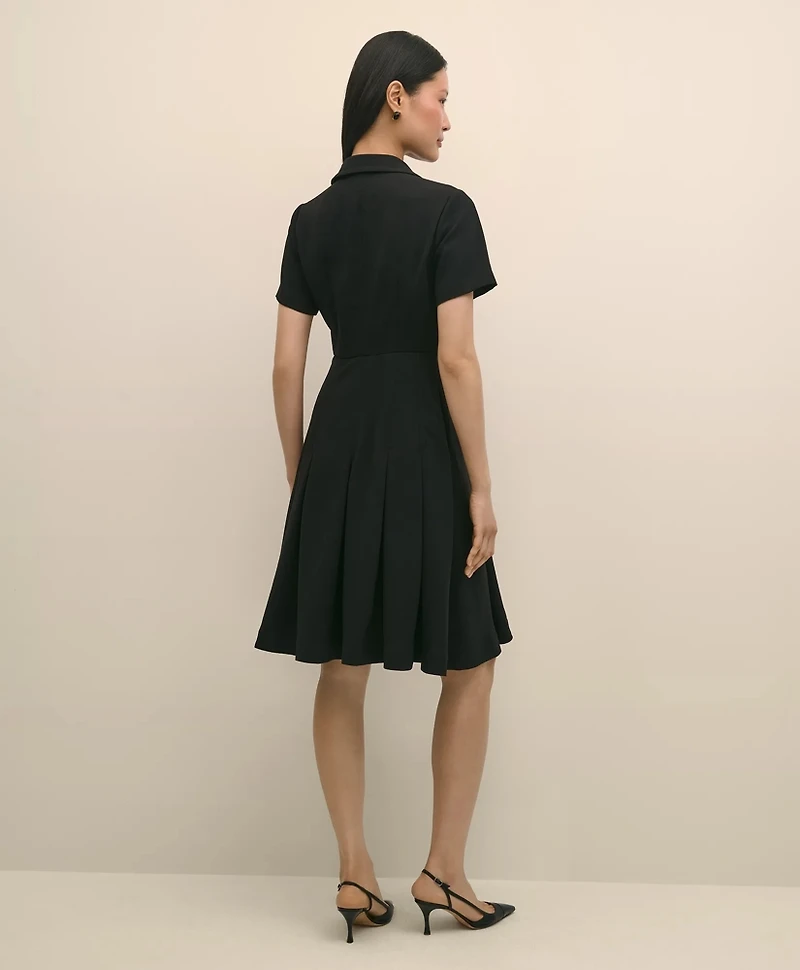 Crepe Pleated Shirt Dress
