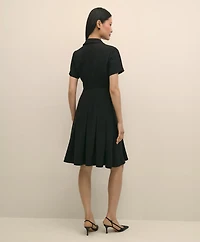 Crepe Pleated Shirt Dress