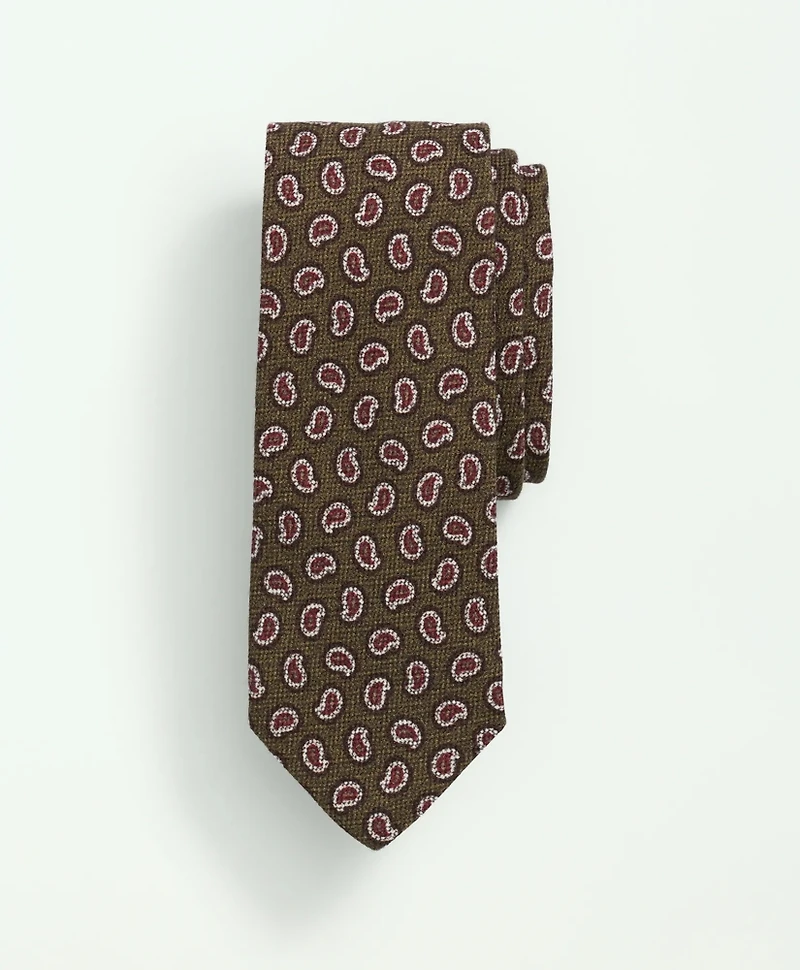 Wool Silk Basketweave Mini Paisley Tie