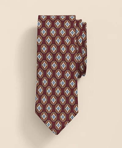 Linen-Silk Geometric Oval Motif Tie