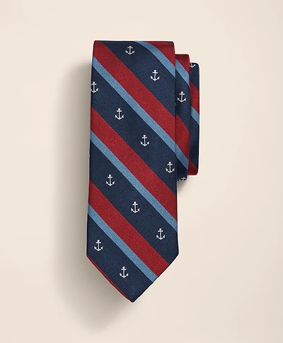 Silk Striped Anchor Tie