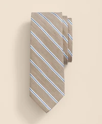 Silk-Linen-Cotton Twill-Stripe Tie