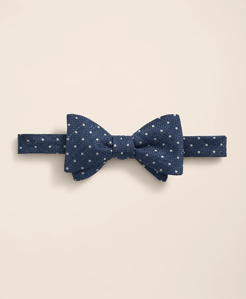 Silk-Linen Mini Dot Bow Tie