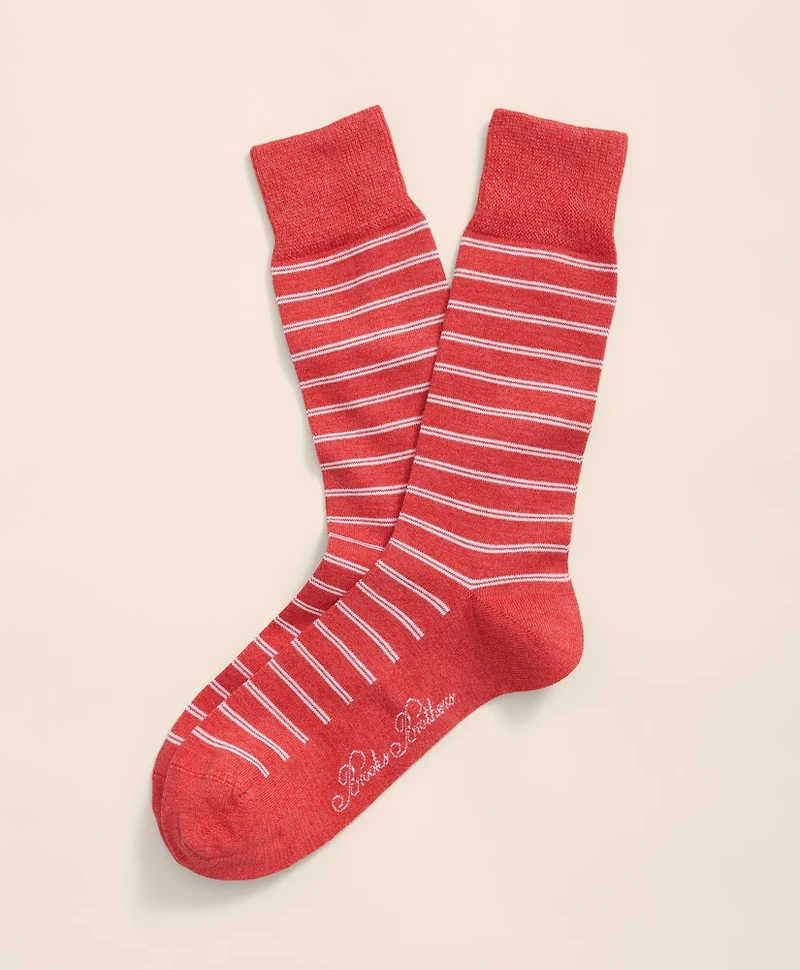 Cotton Blend Marled Double Stripe Socks
