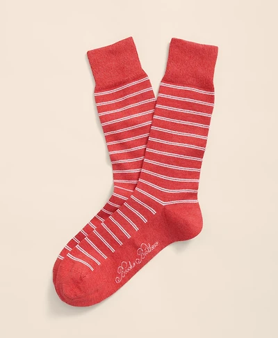 Cotton Blend Marled Double Stripe Socks