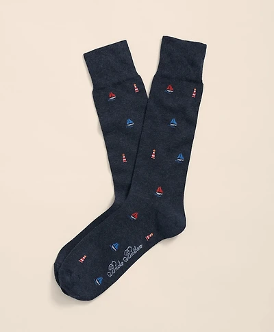Cotton Blend Nautical Motif Socks