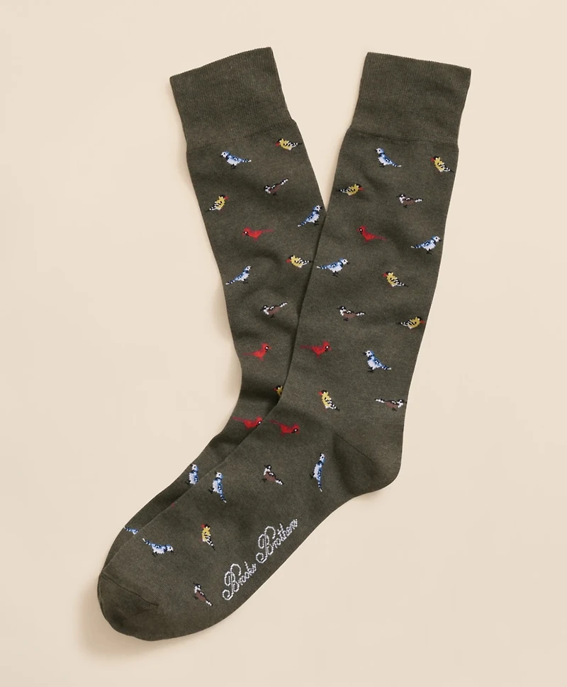 Cotton-Blend Bird Motif Socks